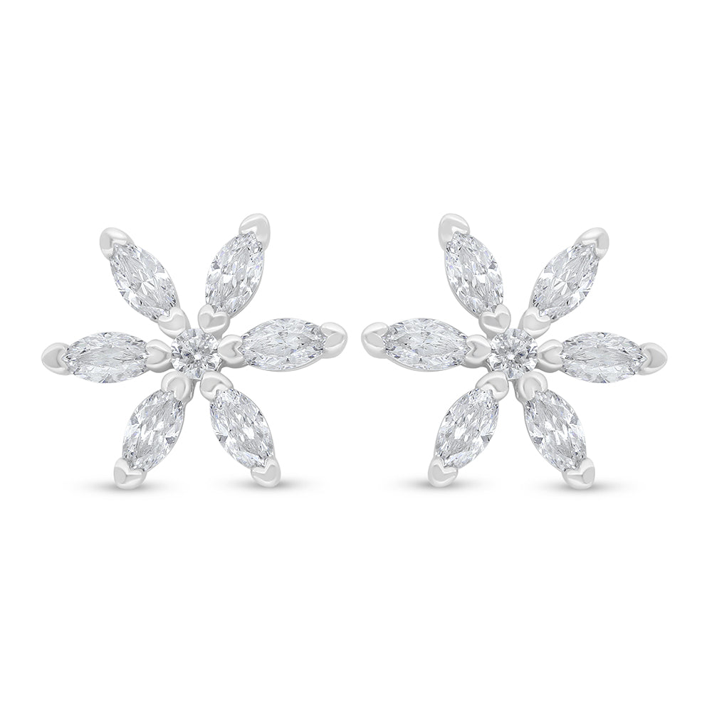 اقراط من الفضة الخالصة عيار 925 مطلي روديوم مرصع فص ابيض