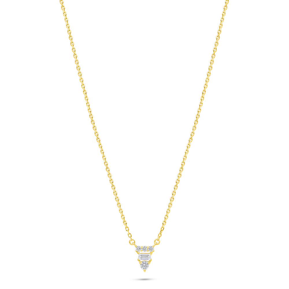 Sterling Silver 925 Necklace Golden Plated Embedded With White Zircon
