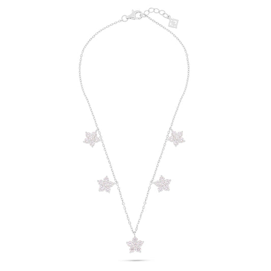 Sterling Silver 925 Anklet Rhodium Plated Embedded With Pink Zircon