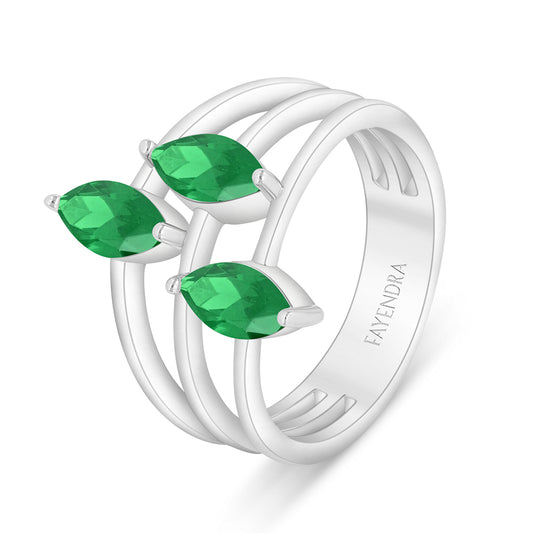 خاتم من الفضة الخالصة عيار 925 مطلي روديوم مرصع زركون زمردي