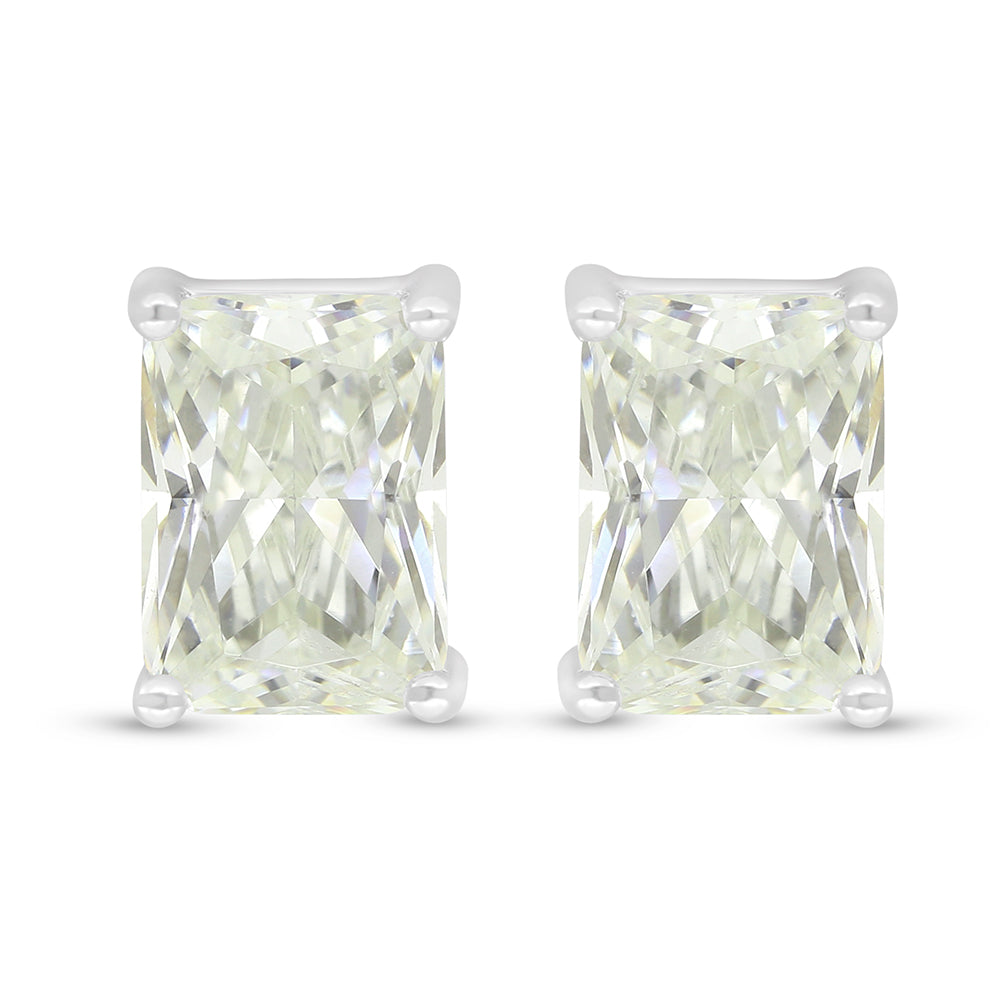 Sterling Silver 925 Earring Rhodium Plated Embedded With Yellow Diamond