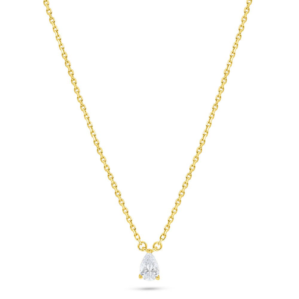 Sterling Silver 925 Necklace Golden Plated Embedded With White Zircon