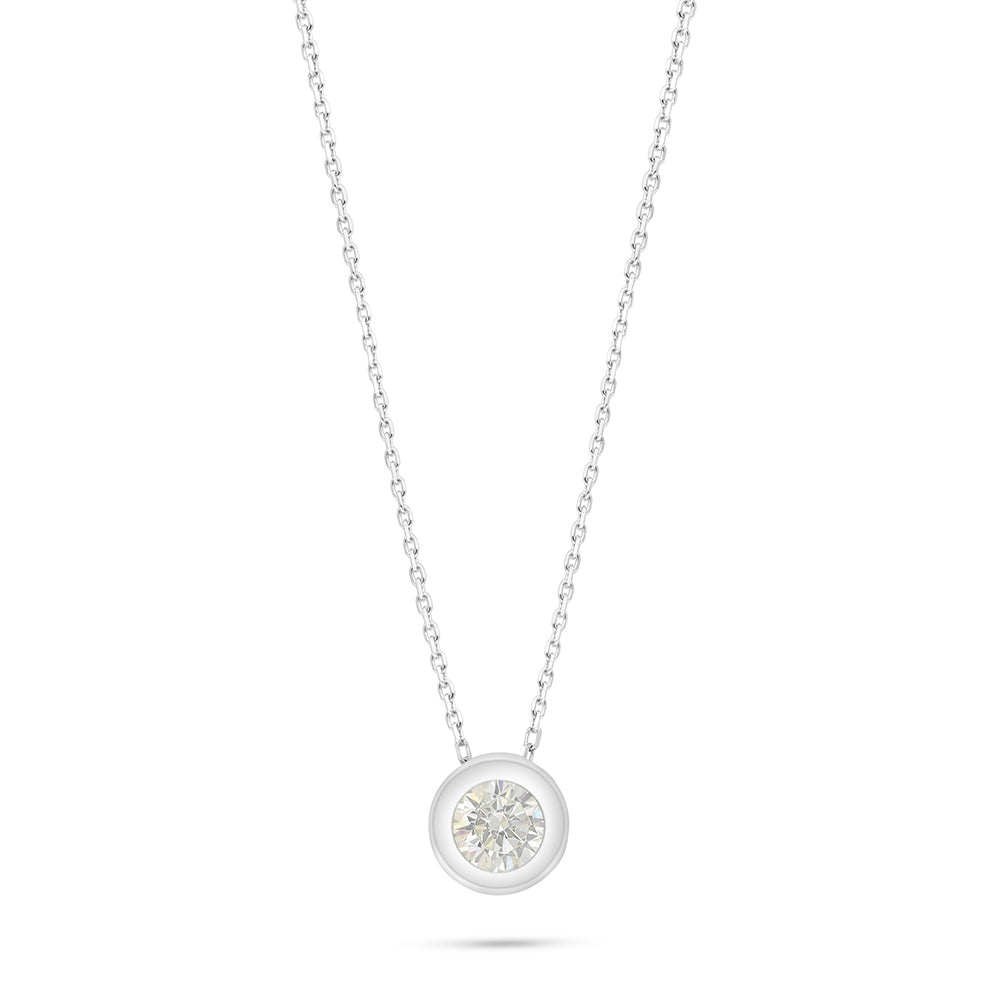 Sterling Silver 925 Necklace Rhodium Plated Embedded With Diamond Zircon