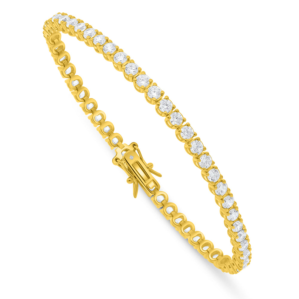 Sterling Silver 925 Bracelet Golden Plated Embedded With White Zircon