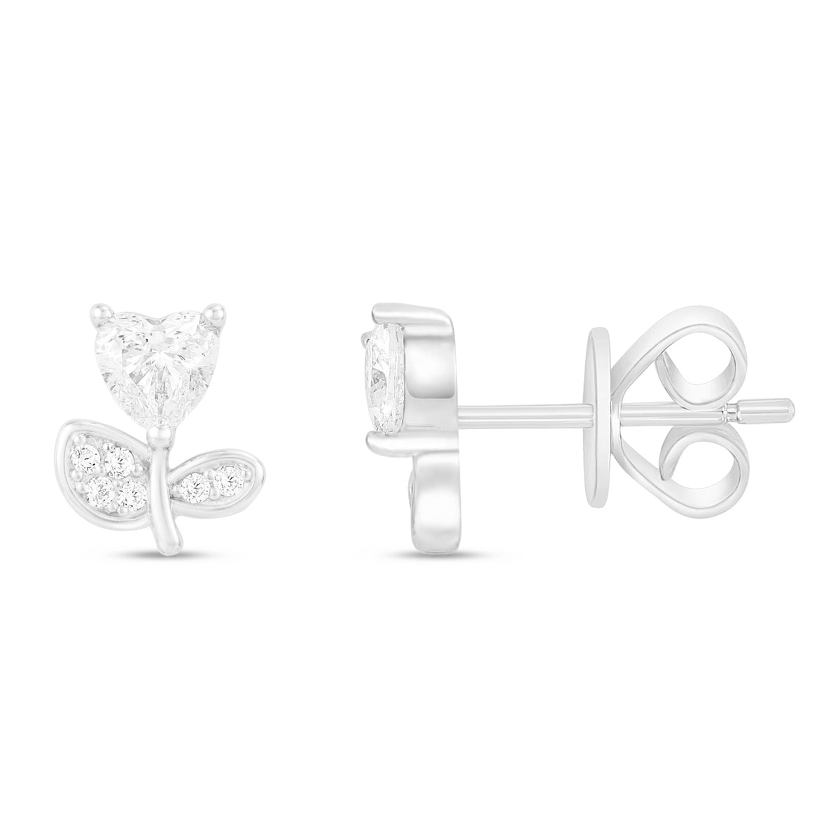 Sterling Silver 925 Earring Rhodium Plated Embedded With White Zircon