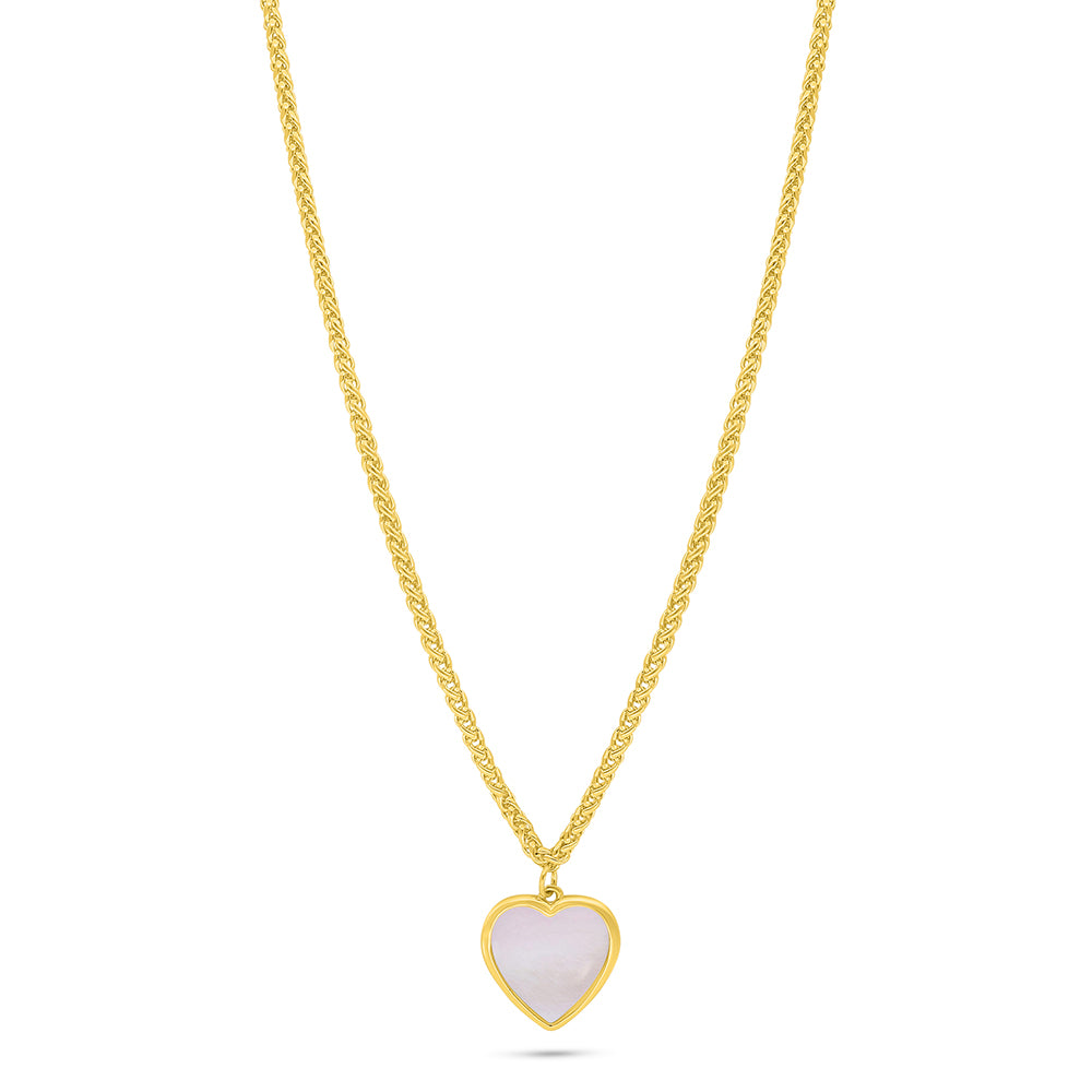 عقد من الفضة الخالصة عيار 925 مطلي ذهبي مرصع صدف وردي