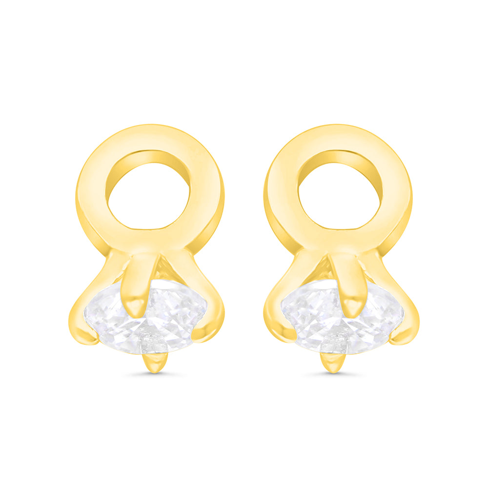 Sterling Silver 925 Earring Gold Plated Embedded With White CZ