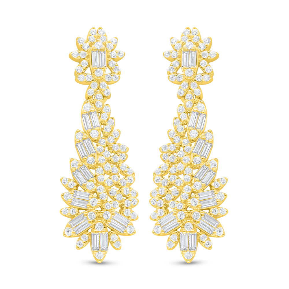 Sterling Silver 925 Earring Golden Plated Embedded With White Zircon