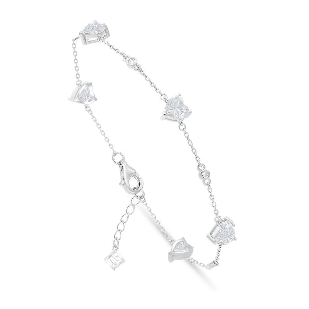 Sterling Silver 925 Bracelet Rhodium Plated Embedded With White Zircon
