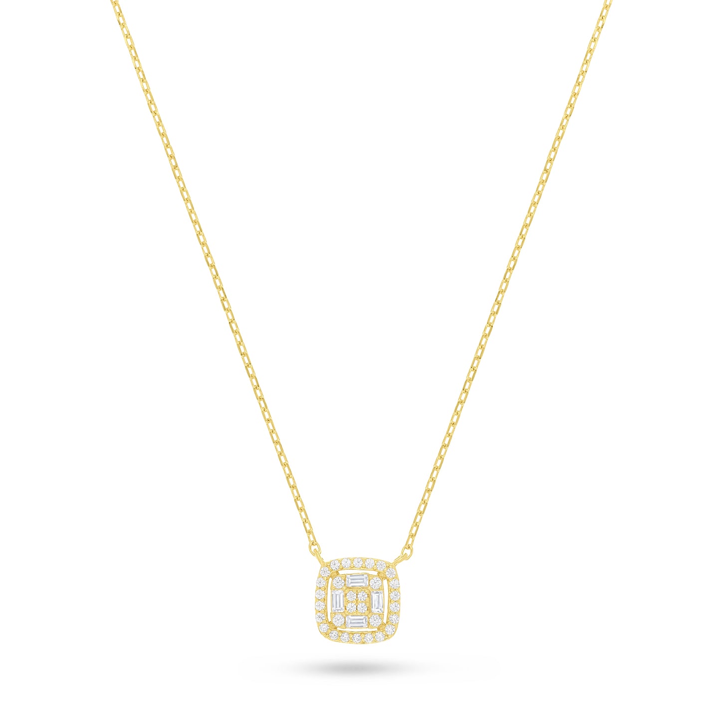 Sterling Silver 925 Necklace Golden Plated Embedded With White Zircon