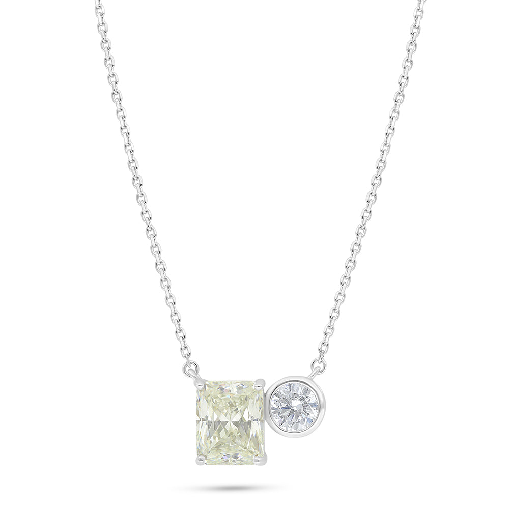 Sterling Silver 925 Necklace Rhodium Plated Embedded With Diamond Zircon And White Zircon