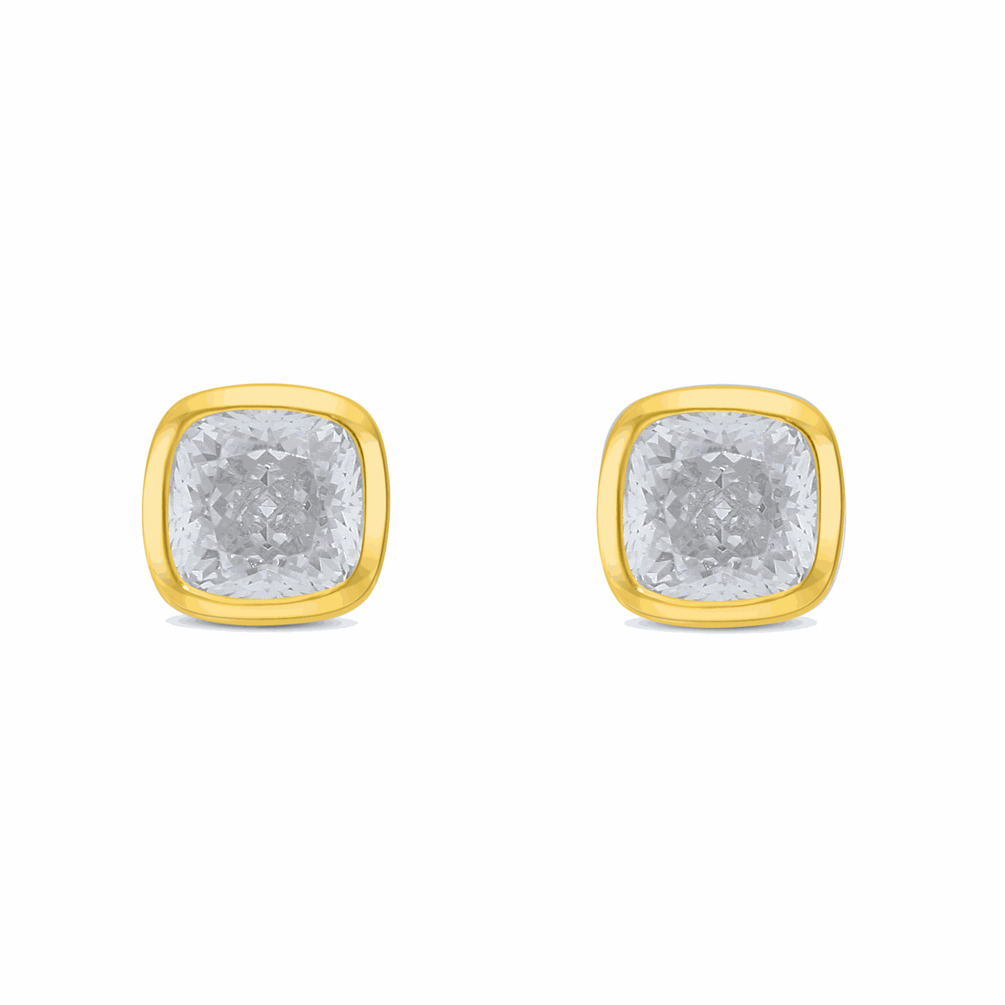 Sterling Silver 925 Earring Golden Plated Embedded With White Zircon