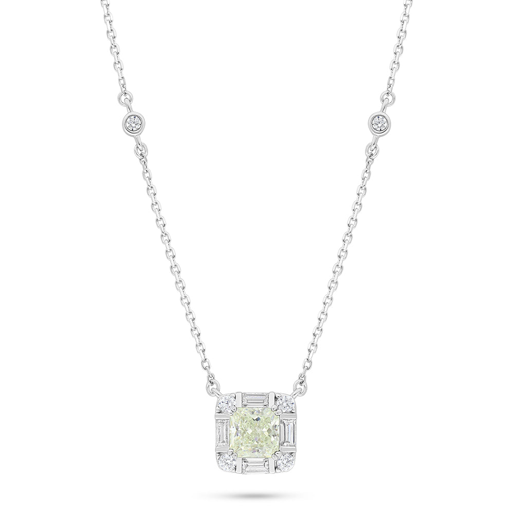 Sterling Silver 925 Necklace Rhodium Plated Embedded With Diamond Zircon And White Zircon