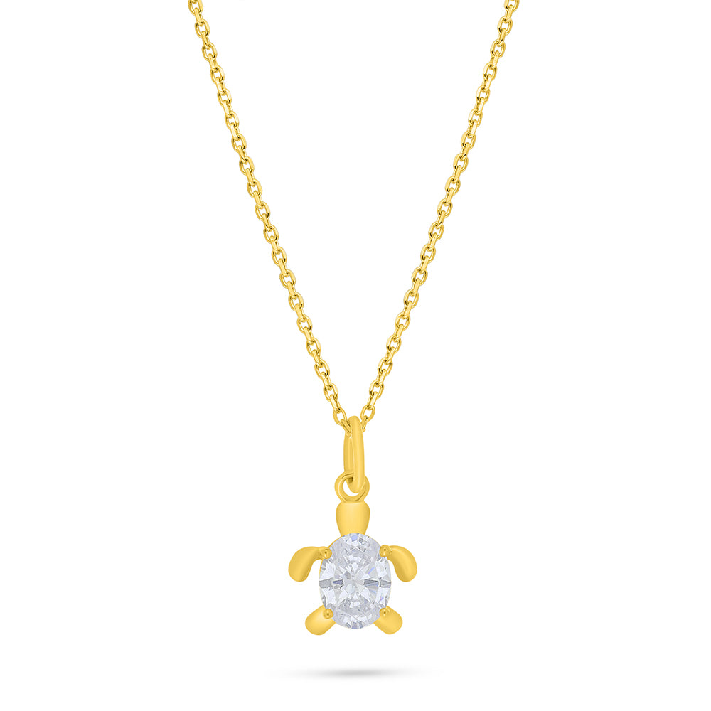 Sterling Silver 925 Necklace Golden Plated Embedded With White Zircon