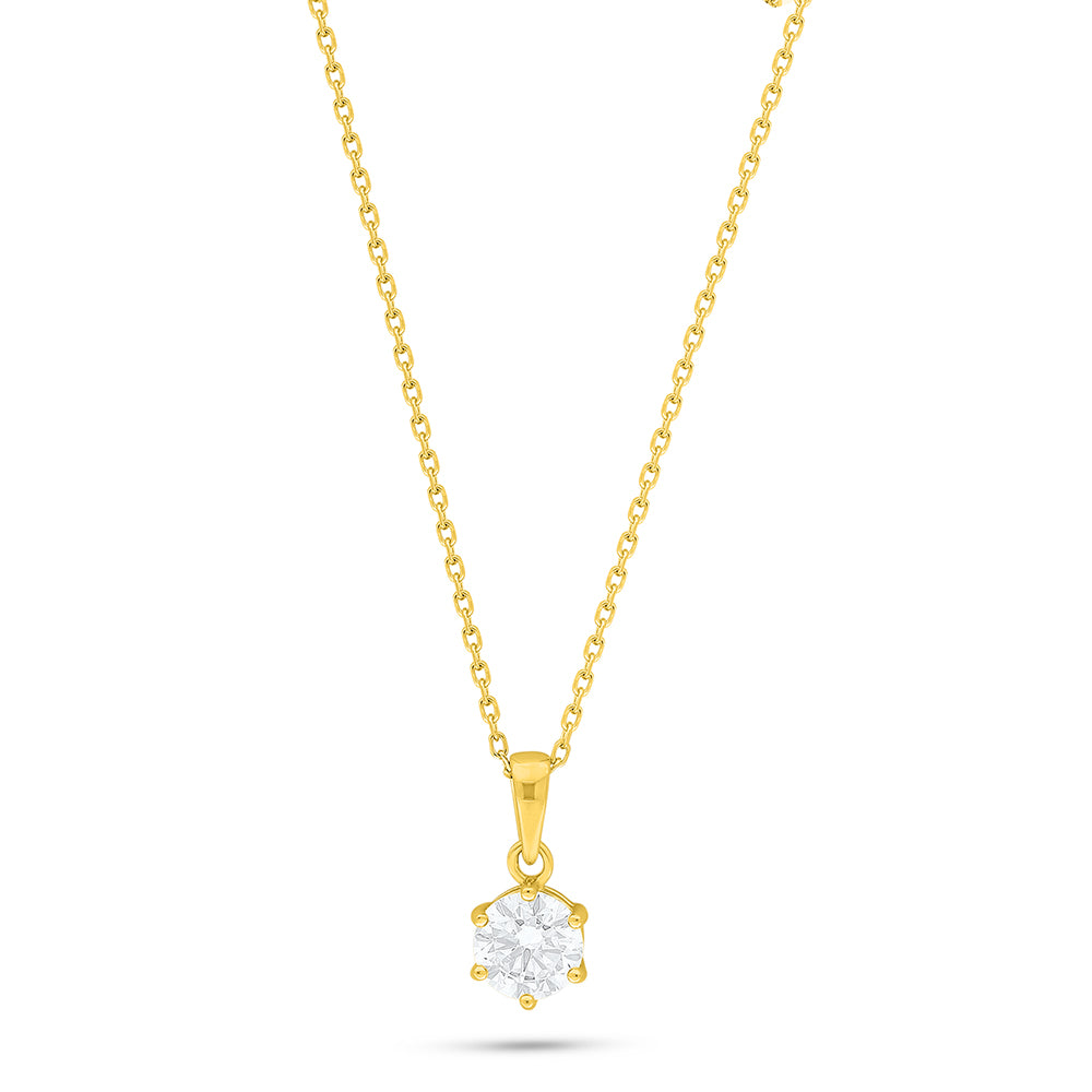 Sterling Silver 925 Necklace Golden Plated Embedded With White Zircon