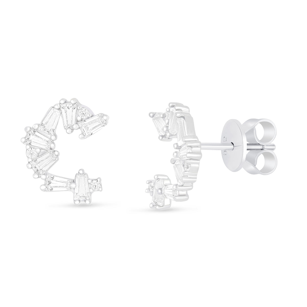 Sterling Silver 925 Earring Rhodium Plated Embedded With White Zircon