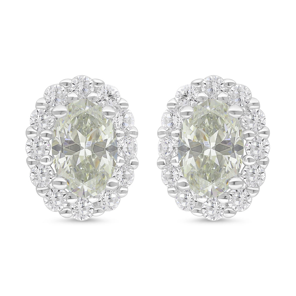 Sterling Silver 925 Earring Rhodium Plated Embedded With Diamond Zircon And White Zircon