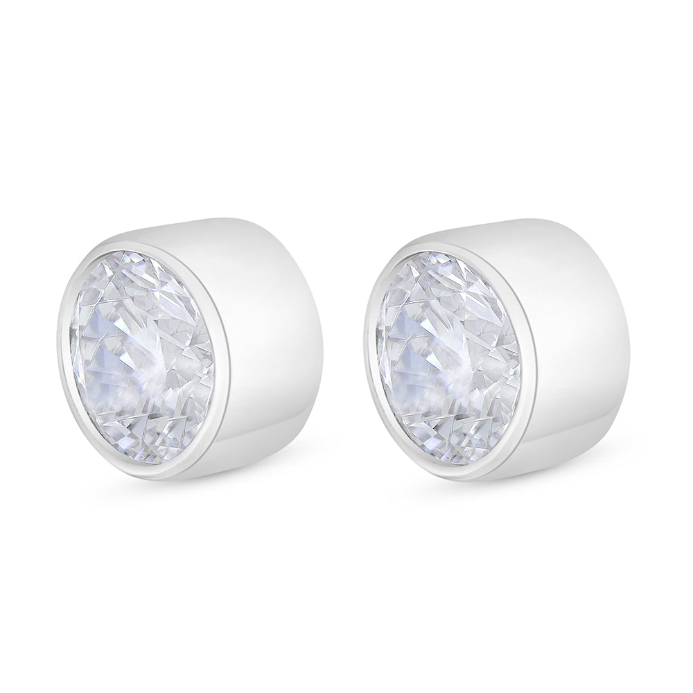 اقراط من الفضة الخالصة عيار 925 مطلي روديوم مرصع فص ابيض