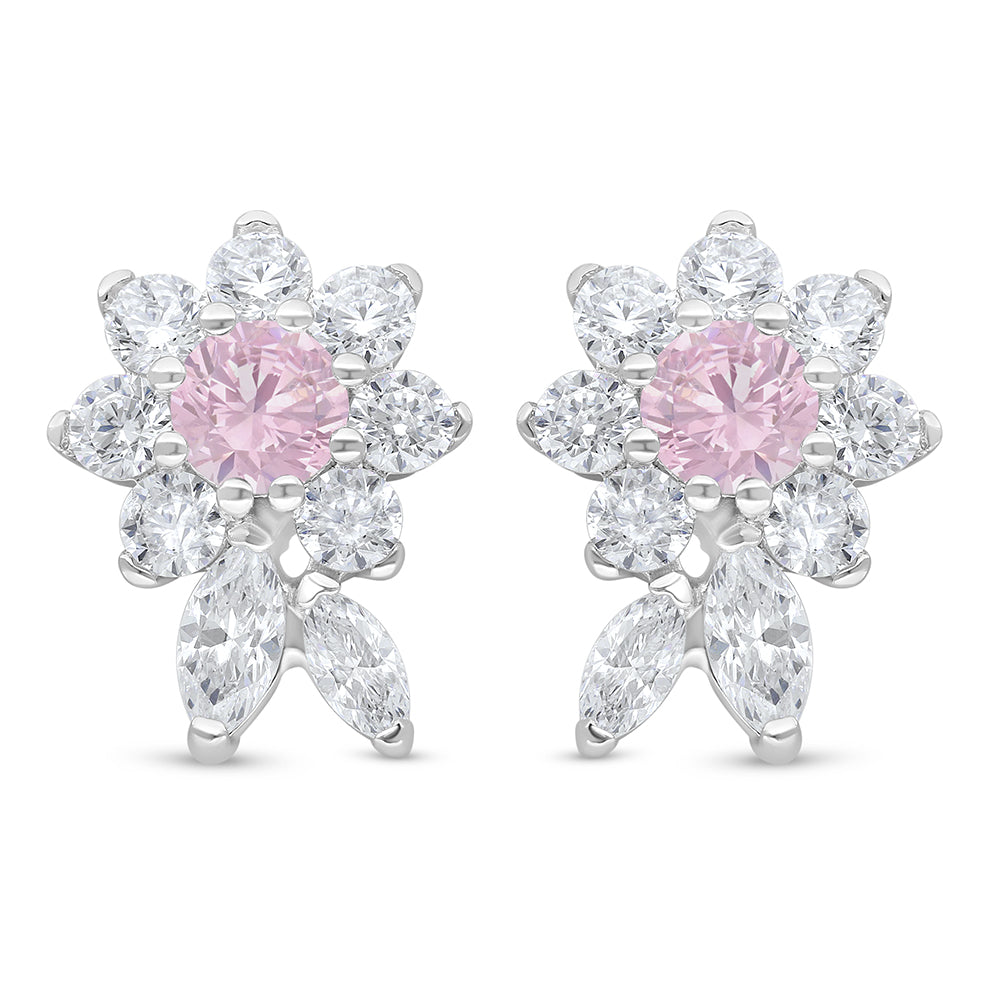 اقراط من الفضة الخالصة عيار 925 مطلية روديوم مرصعة زركون بنك و فص ابيض