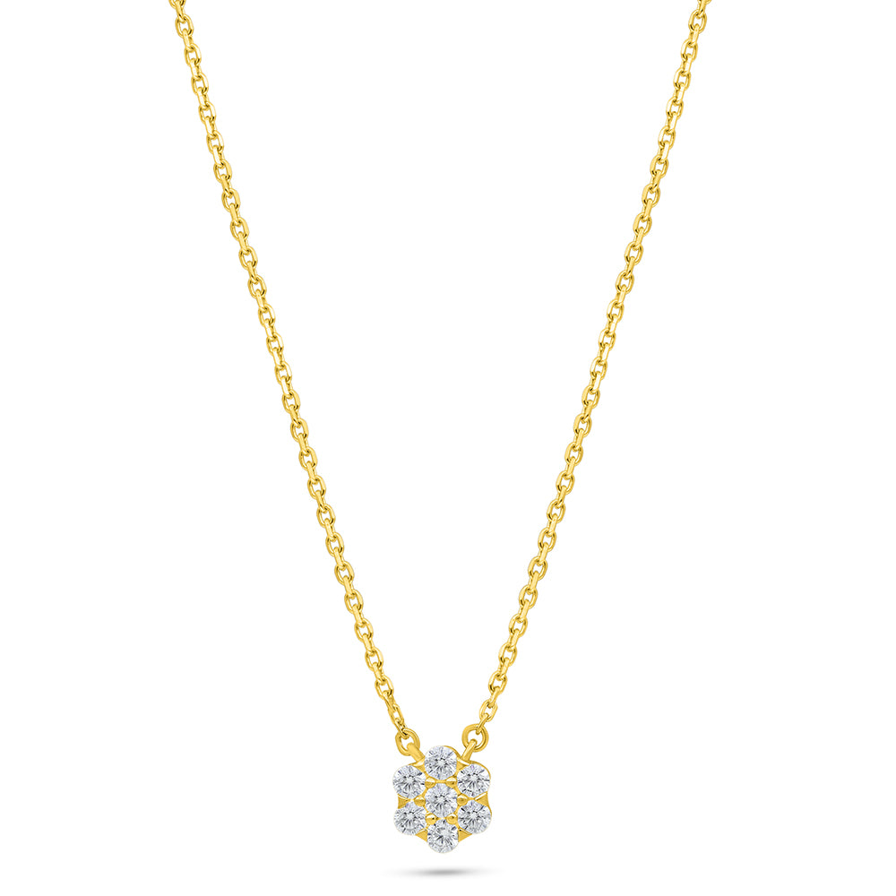 Sterling Silver 925 Necklace Golden Plated Embedded With White Zircon