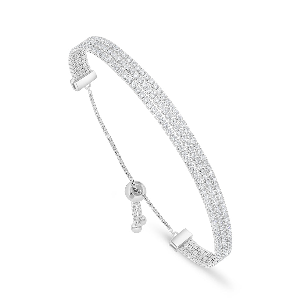 اسورة من الفضة الخالصة عيار 925 مطلية روديوم مرصعة فص ابيض