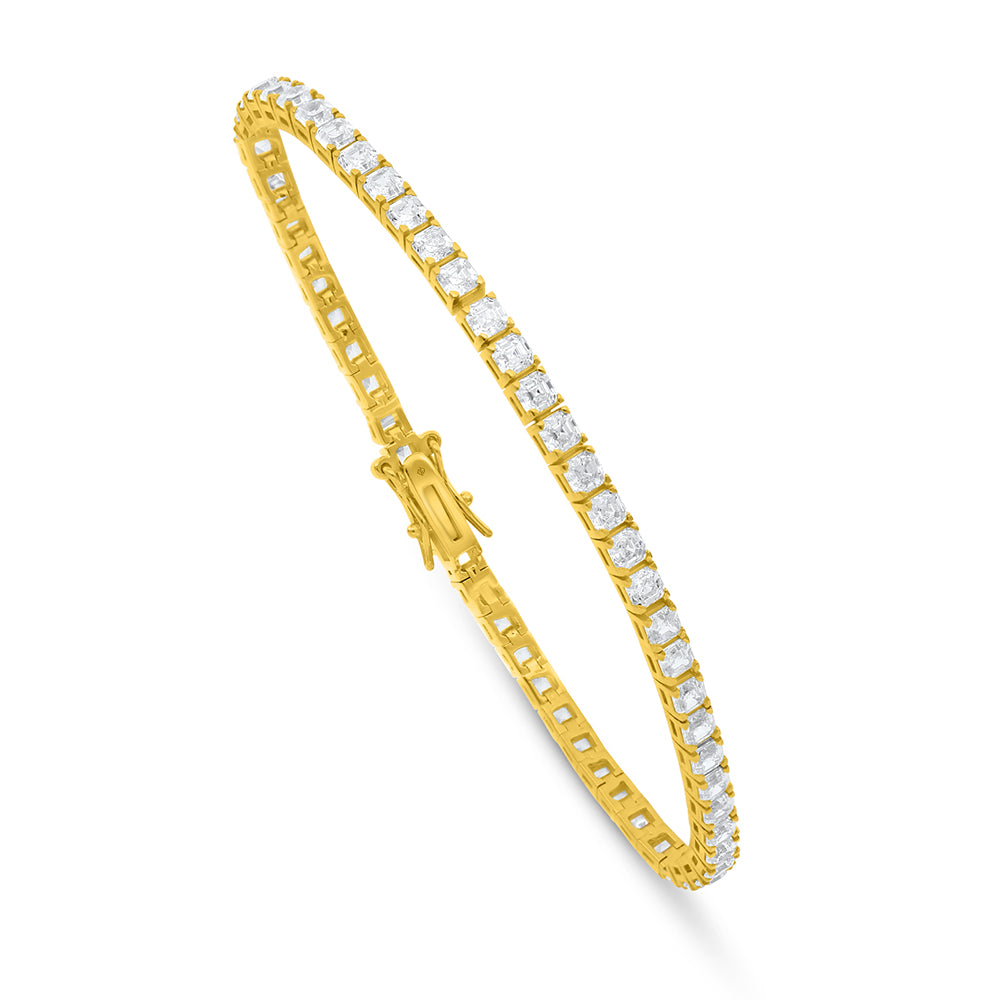 Sterling Silver 925 Bracelet Golden Plated Embedded With White Zircon