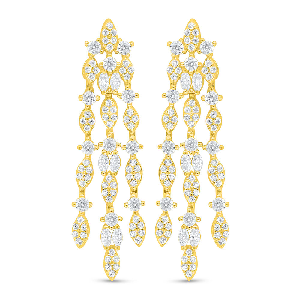 Sterling Silver 925 SET Golden Plated Embedded With White Zircon