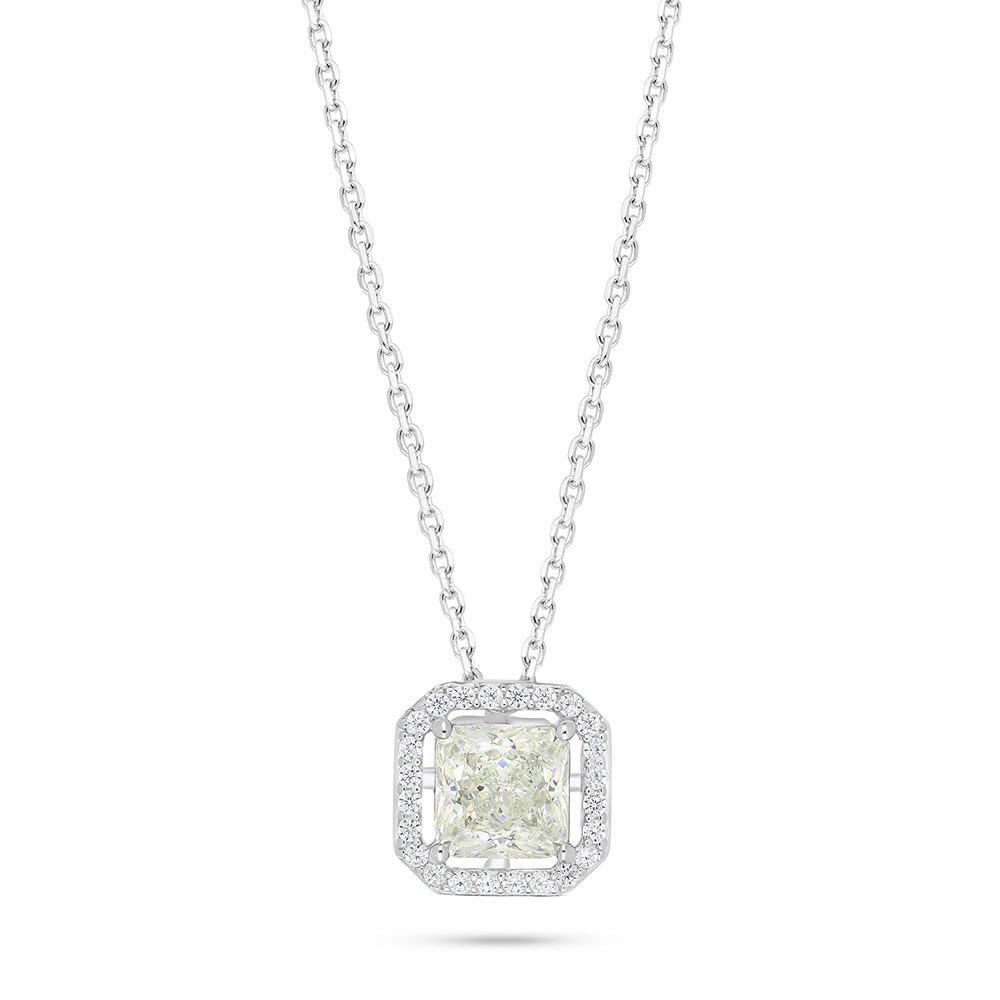 Sterling Silver 925 Necklace Rhodium Plated Embedded With Diamond Zircon And White Zircon