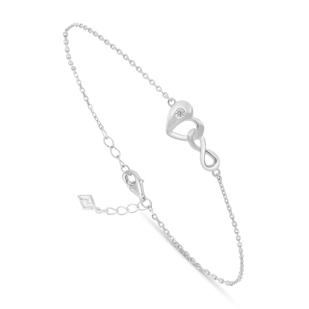 Sterling Silver 925 Bracelet Rhodium Plated Embedded With White Zircon