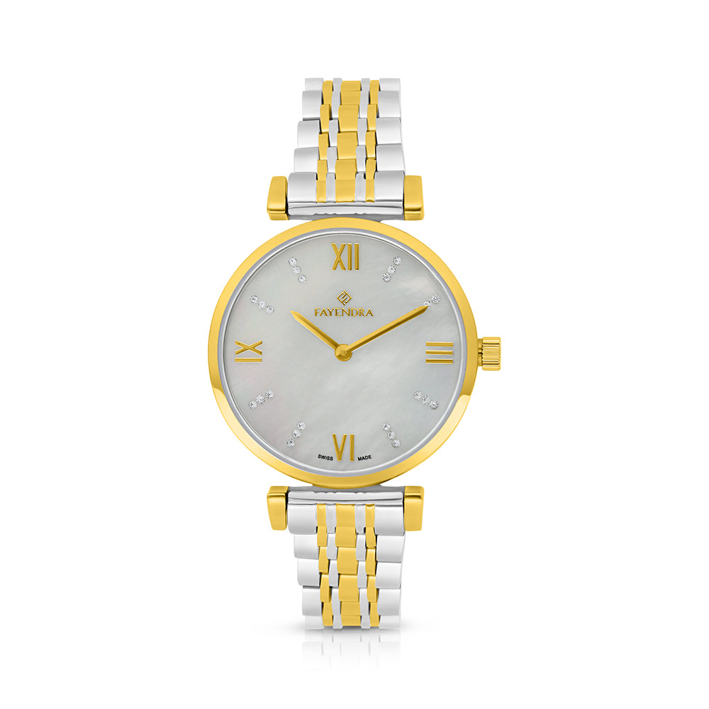 Stainless Steel 316 Watch Silver And Golden Color - WHITE MOP DIAL