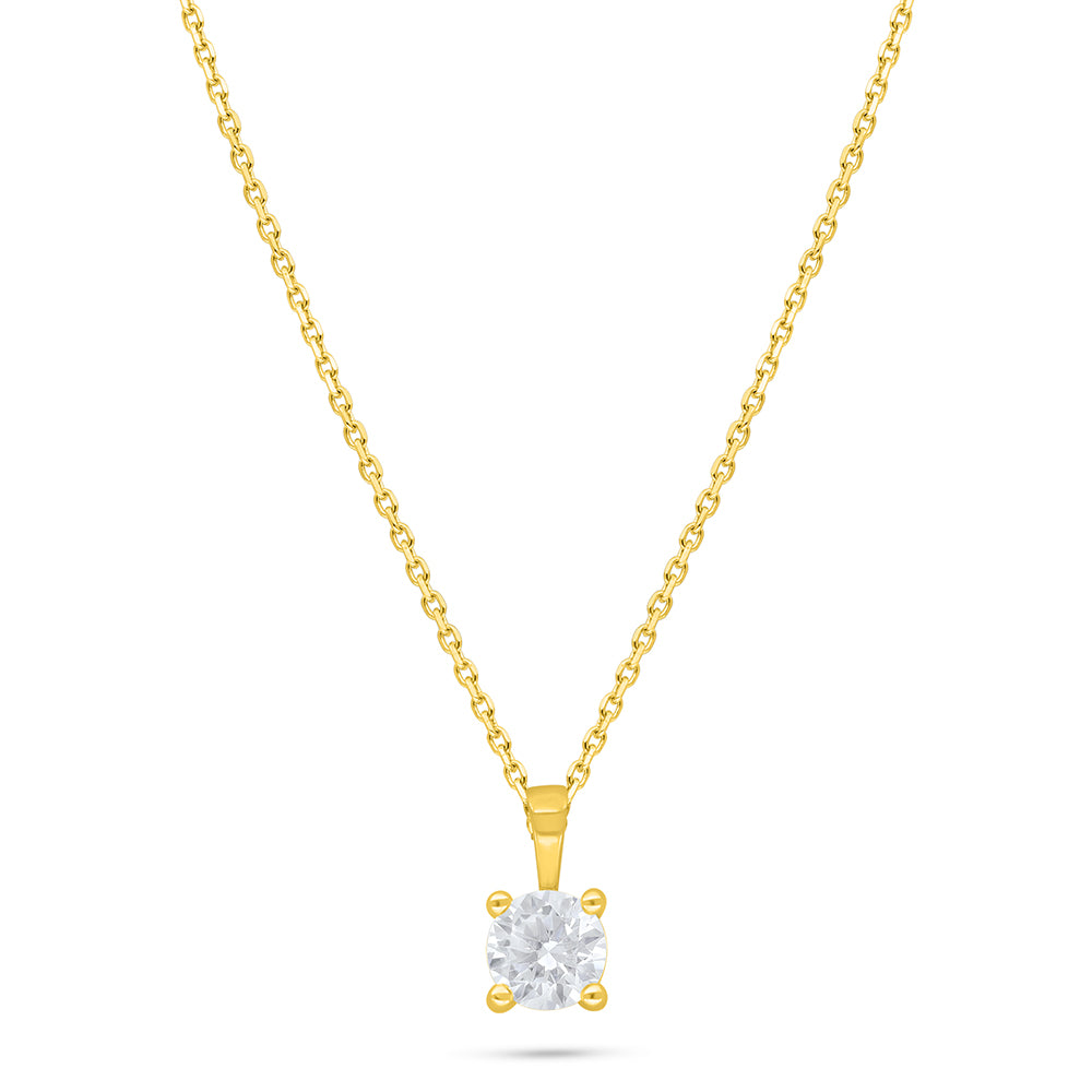 Sterling Silver 925 Necklace Golden Plated Embedded With White Zircon