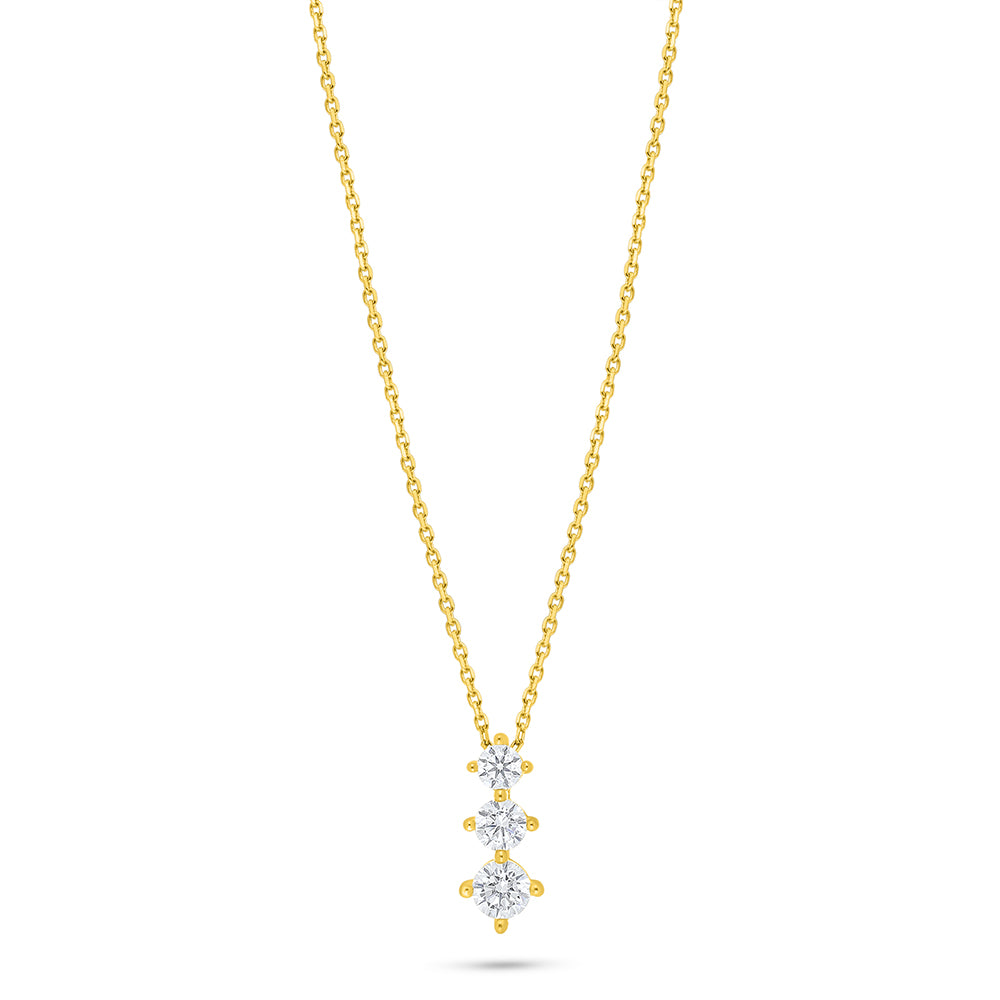 Sterling Silver 925 Necklace Golden Plated Embedded With White Zircon