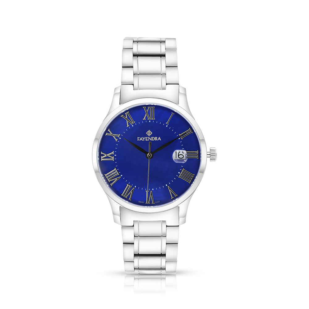 Stainless Steel 316 Watch Silver Color For Men - BLUE MOP DIAL