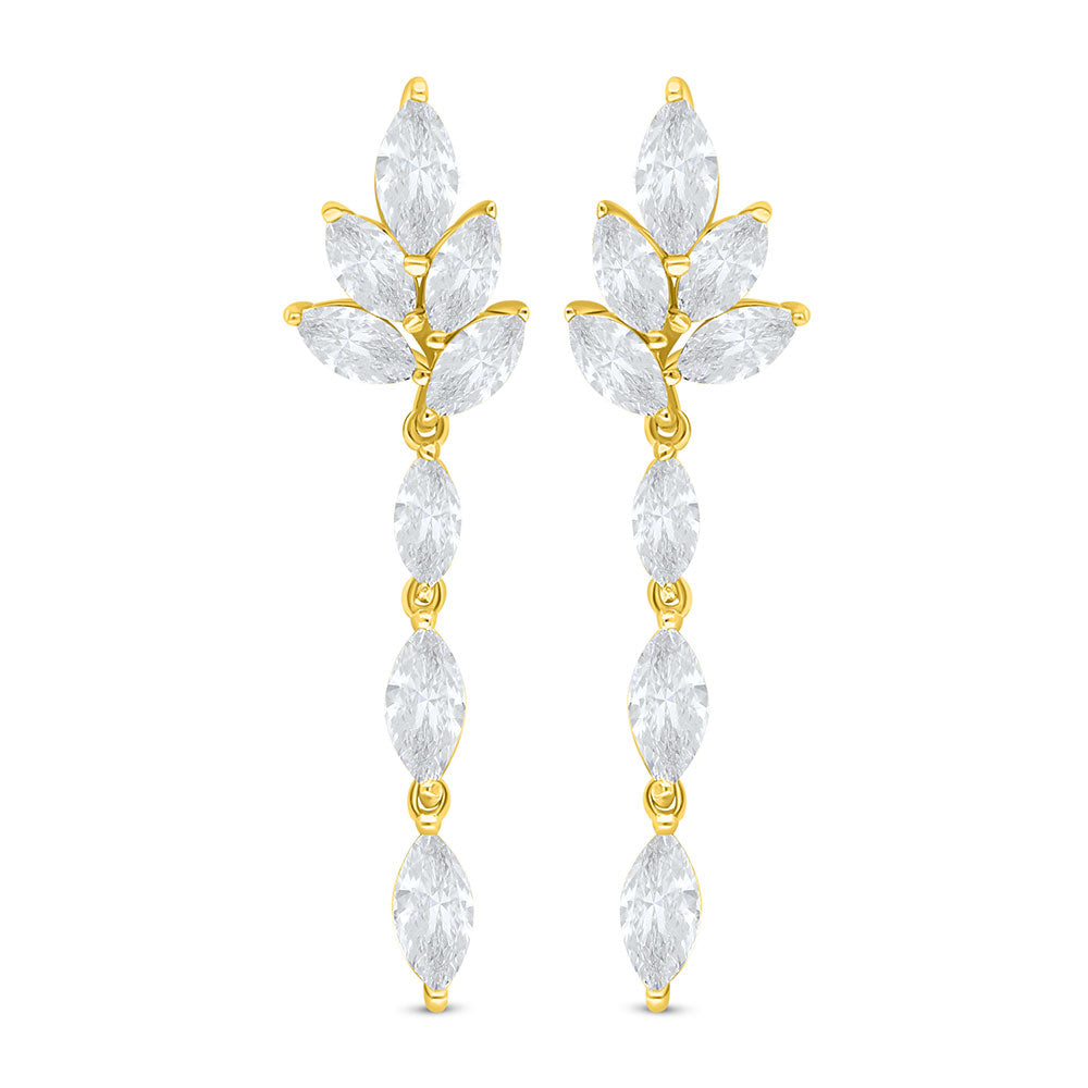 Sterling Silver 925 Earring Golden Plated Embedded With White Zircon