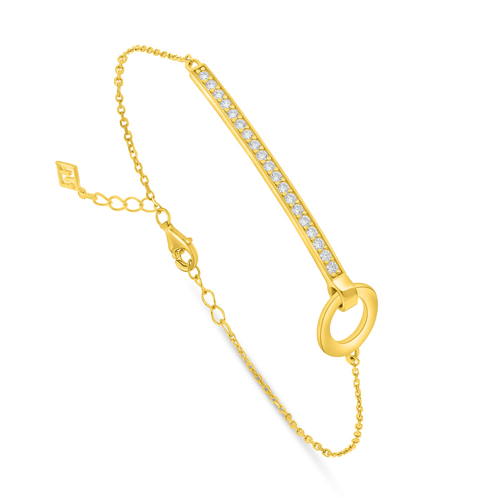 Sterling Silver 925 Bracelet Golden Plated Embedded With White Zircon