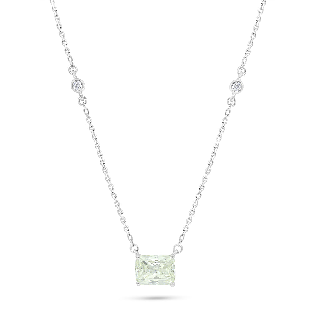 Sterling Silver 925 Necklace Rhodium Plated Embedded With Diamond Zircon And White Zircon