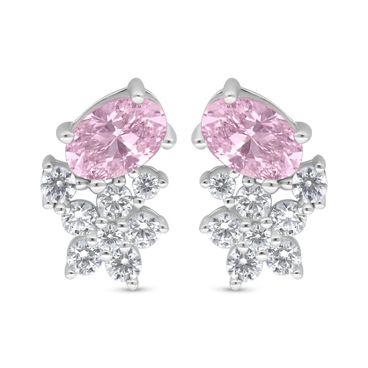 اقراط من الفضة الخالصة عيار 925 مطلية روديوم مرصعة زركون بنك و فص ابيض