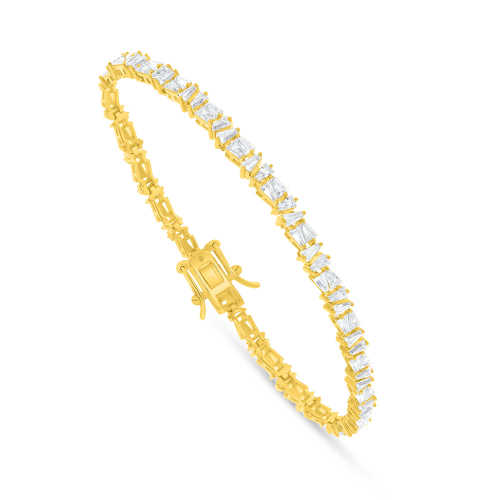 Sterling Silver 925 Bracelet Golden Plated Embedded With White Zircon