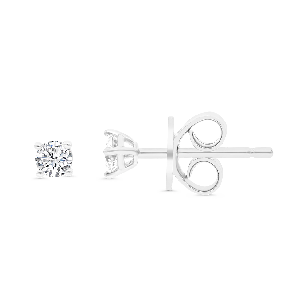 Sterling Silver 925 Earring Rhodium Plated Embedded With White Zircon