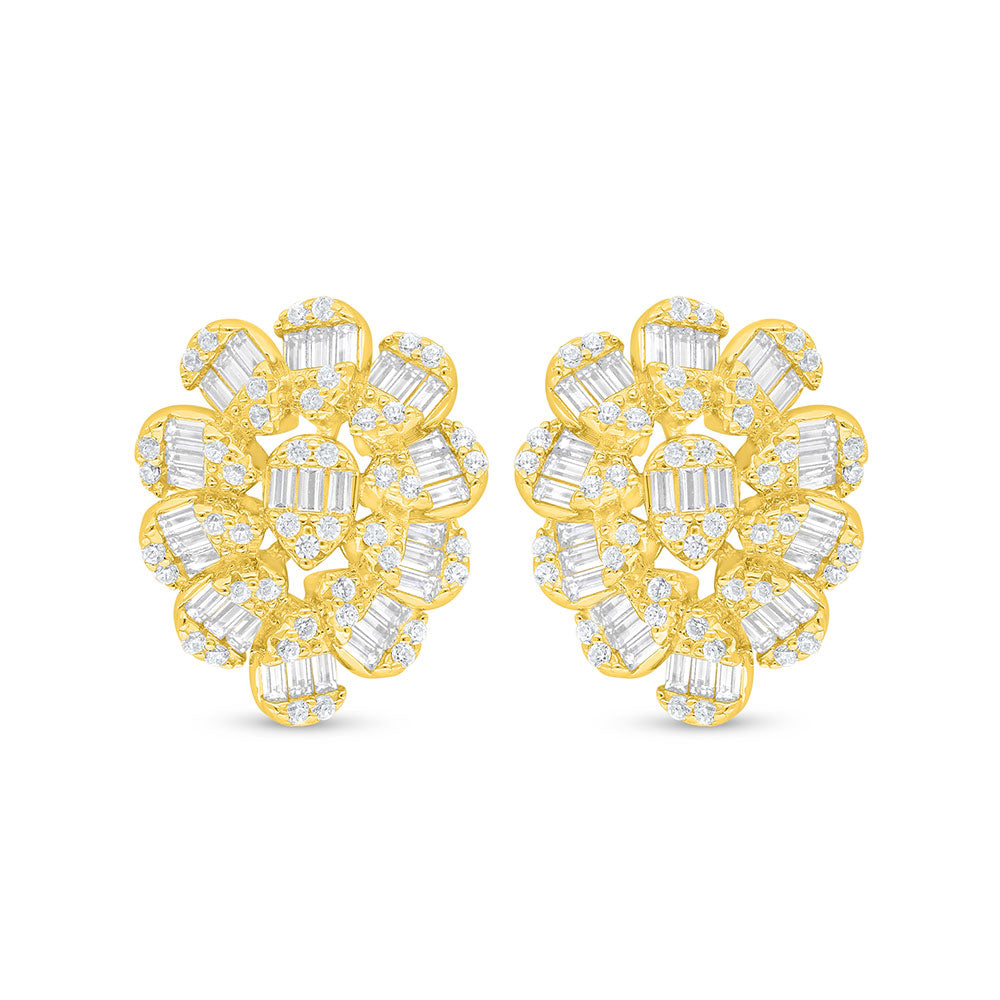Sterling Silver 925 Earring Golden Plated Embedded With White Zircon