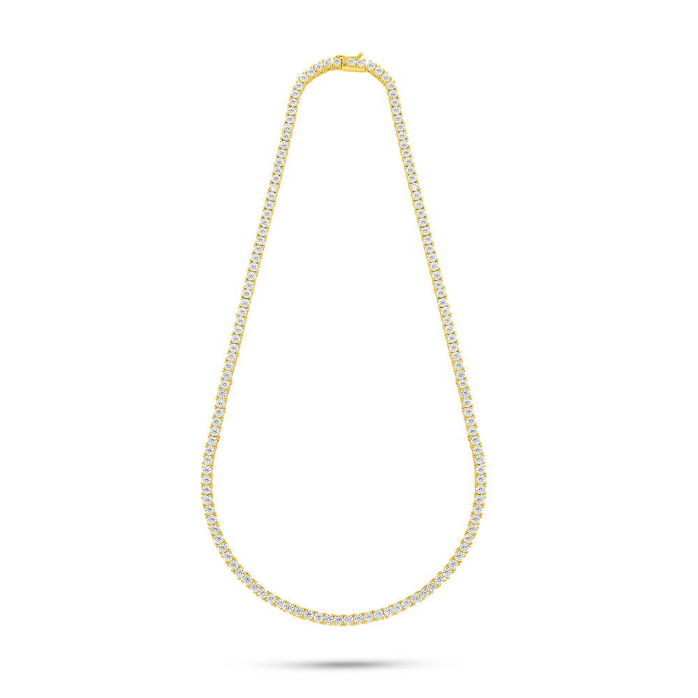 Sterling Silver 925 Necklace Golden Plated Embedded With White Zircon