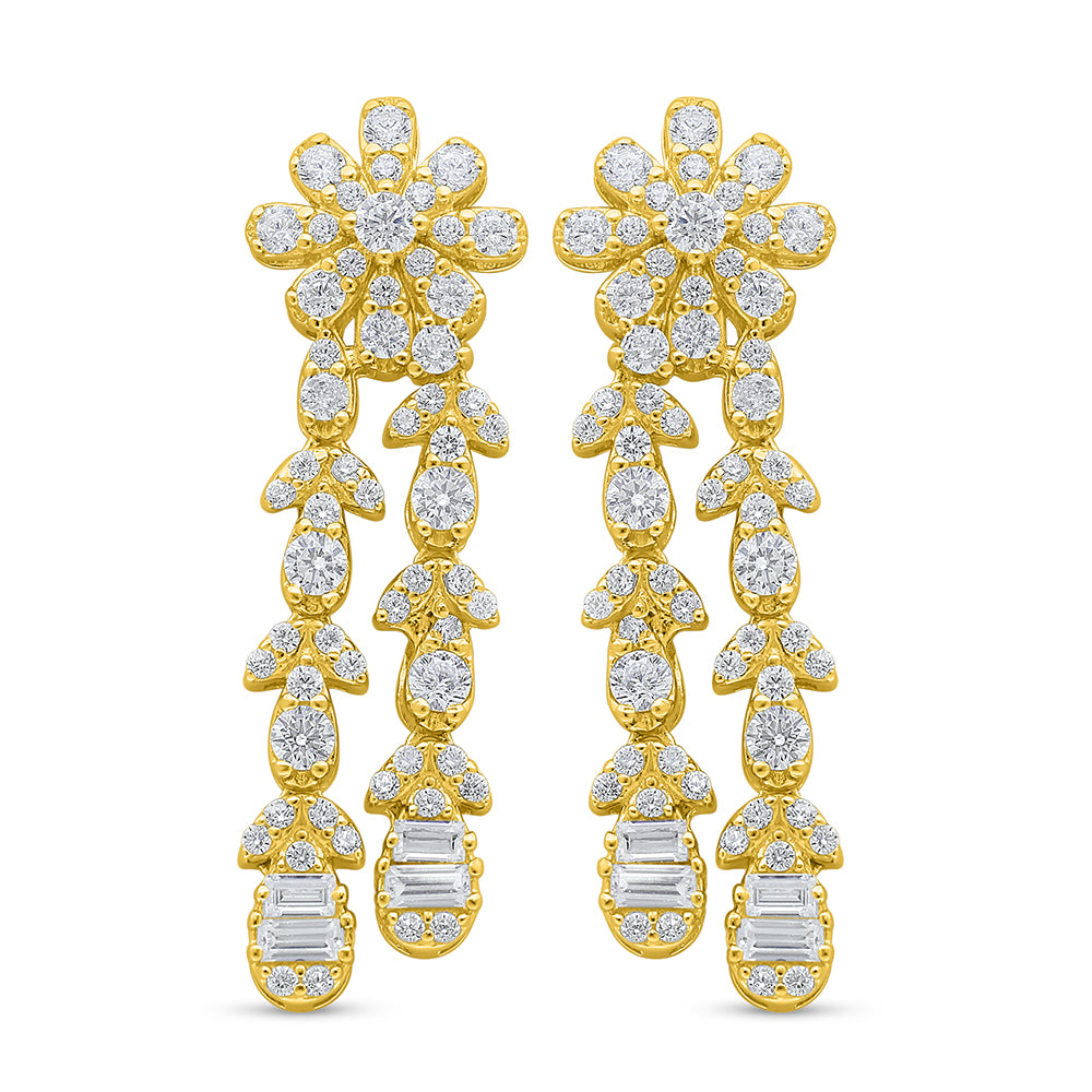 اقراط من الفضة الخالصة عيار 925 مطلي ذهبي مرصع فص ابيض