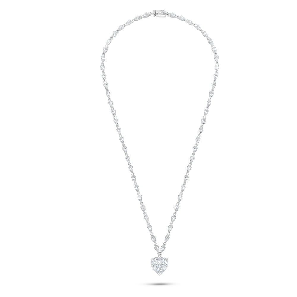 Sterling Silver 925 SET Rhodium Plated Embedded With White Zircon