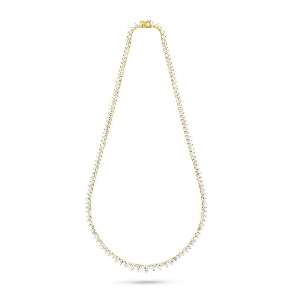 Sterling Silver 925 Necklace Golden Plated Embedded With White Zircon