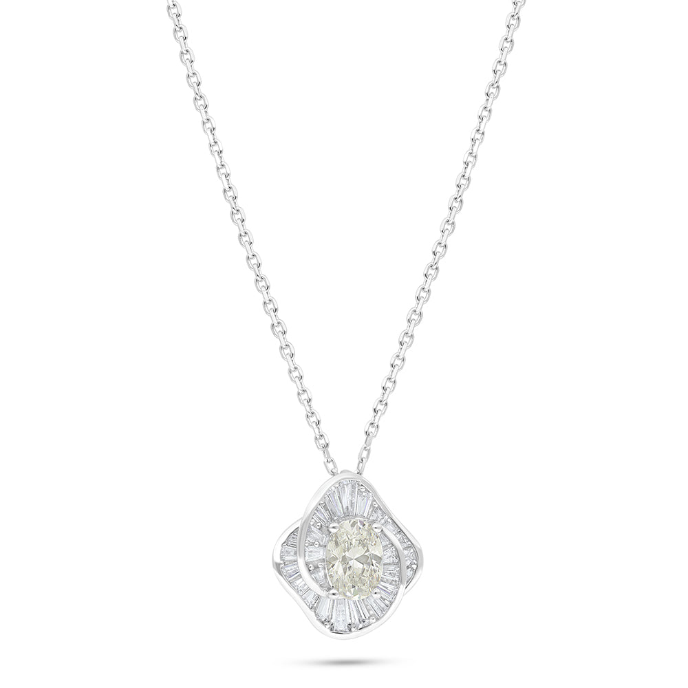 Sterling Silver 925 Necklace Rhodium Plated Embedded With Diamond Zircon And White Zircon