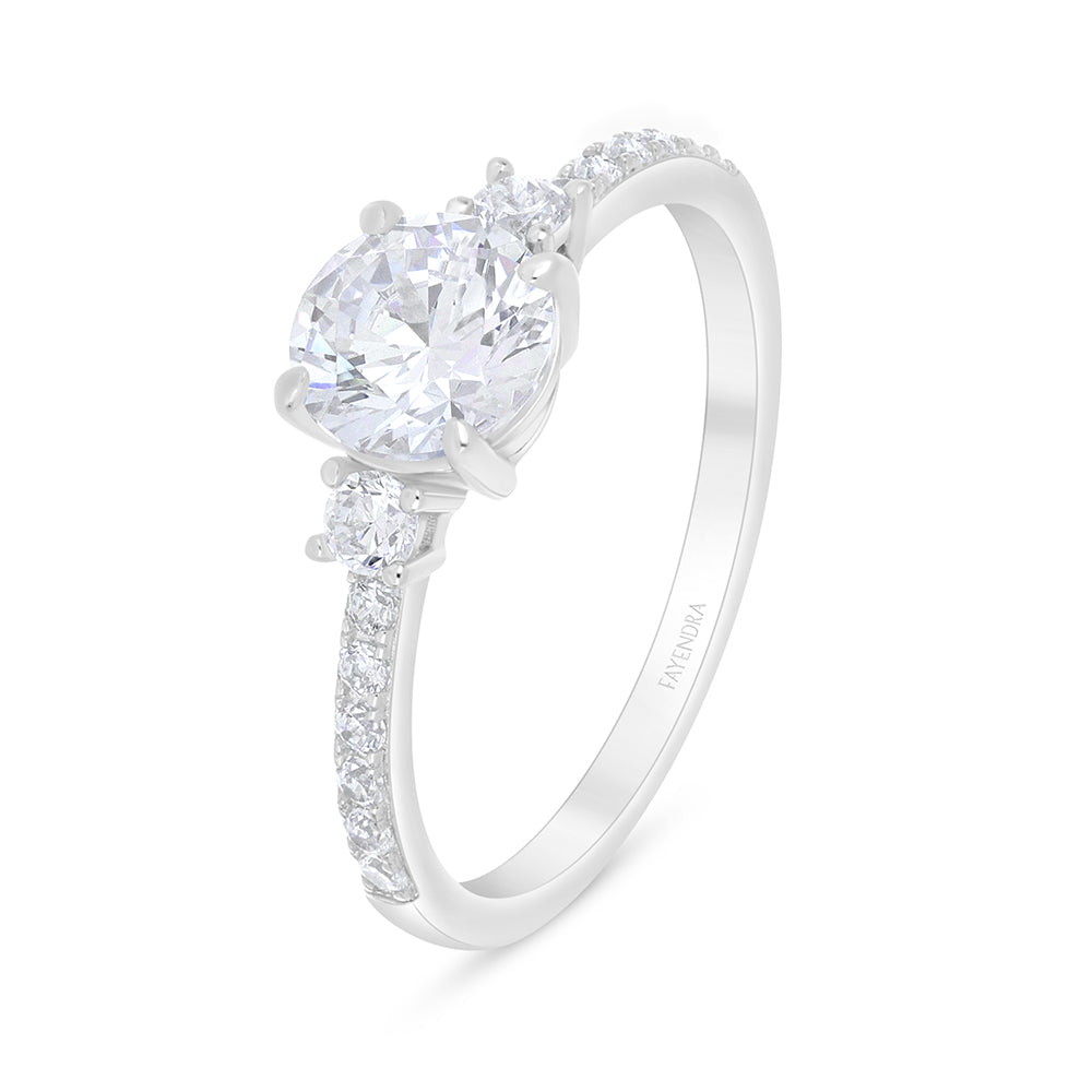 خاتم من الفضة الخالصة عيار 925 مطلي روديوم مرصع فص ابيض