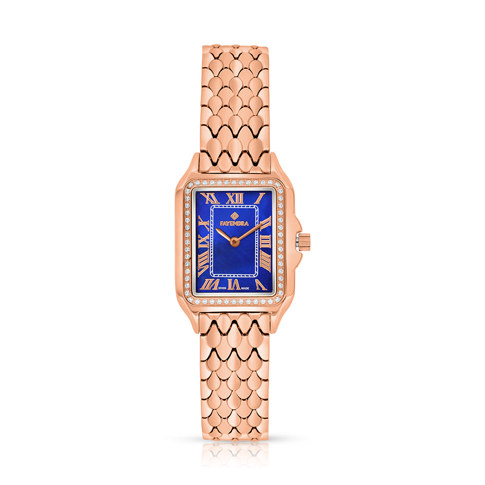 Stainless Steel 316L Watch Rose Gold Color - blue MOP dial