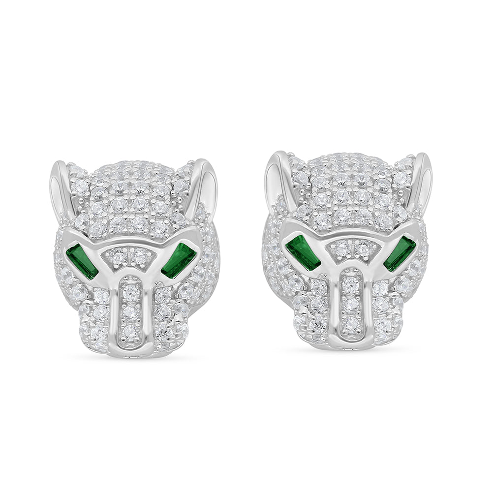 اقراط من الفضة الخالصة عيار 925 مطلي روديوم مرصع فص ابيض