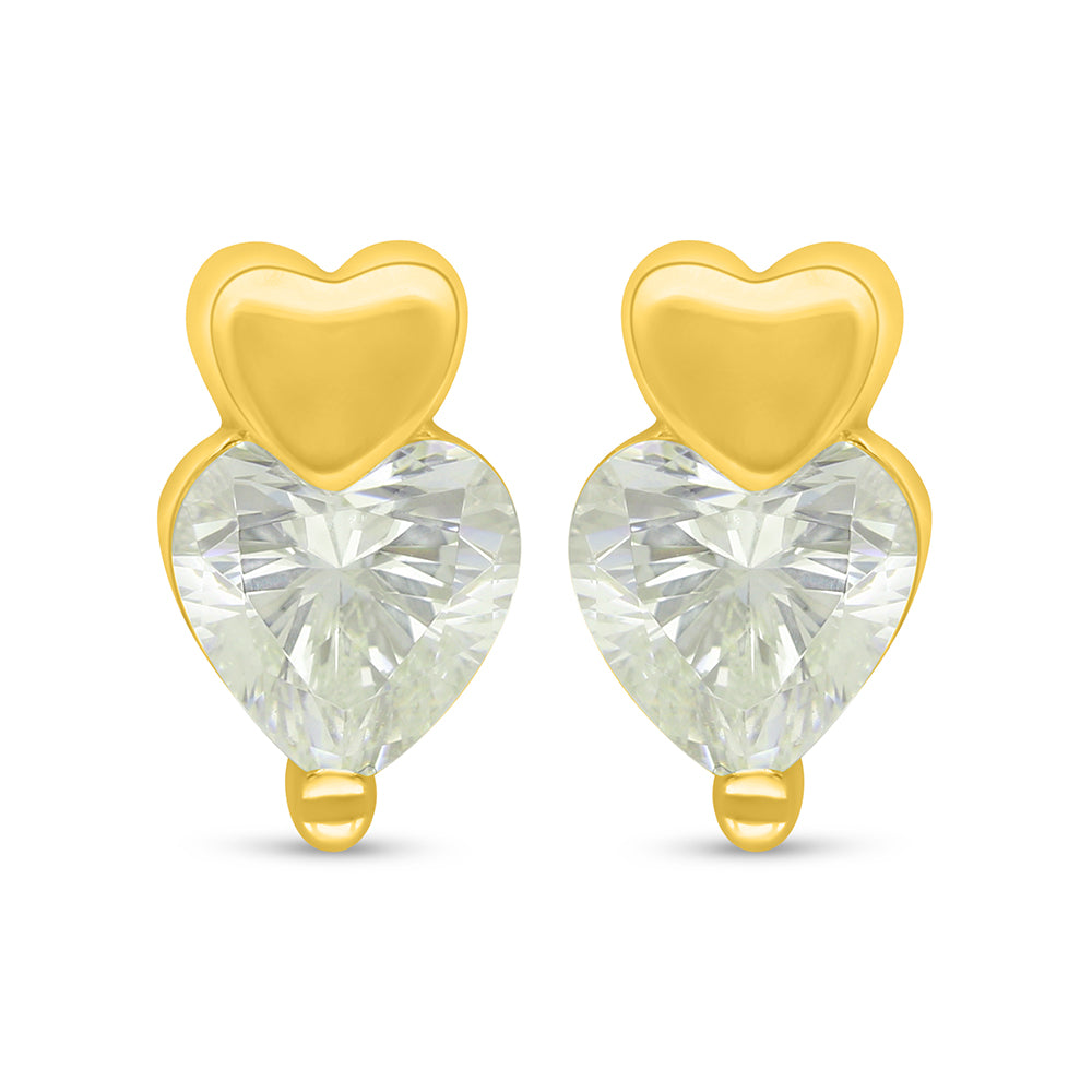 Sterling Silver 925 Earring Golden Plated Embedded With Diamond Zircon