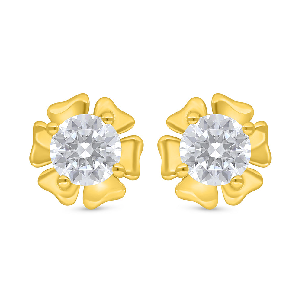 Sterling Silver 925 Earring Golden Plated Embedded With White Zircon